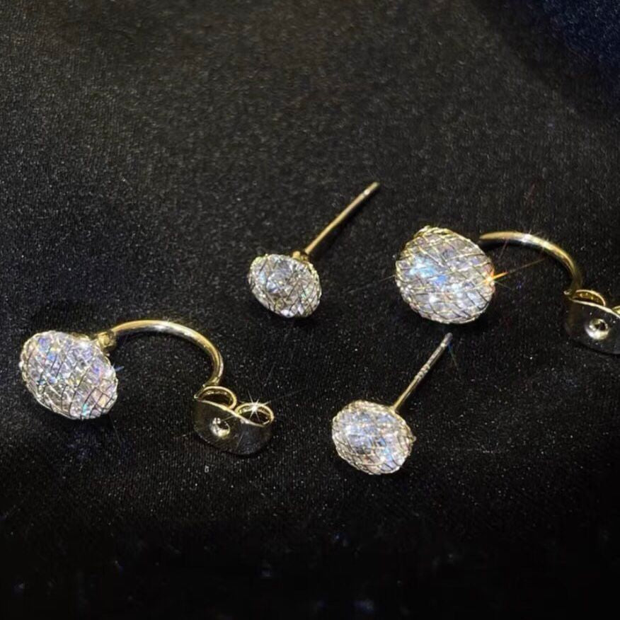 Boucles d'oreilles double termination avec zircones