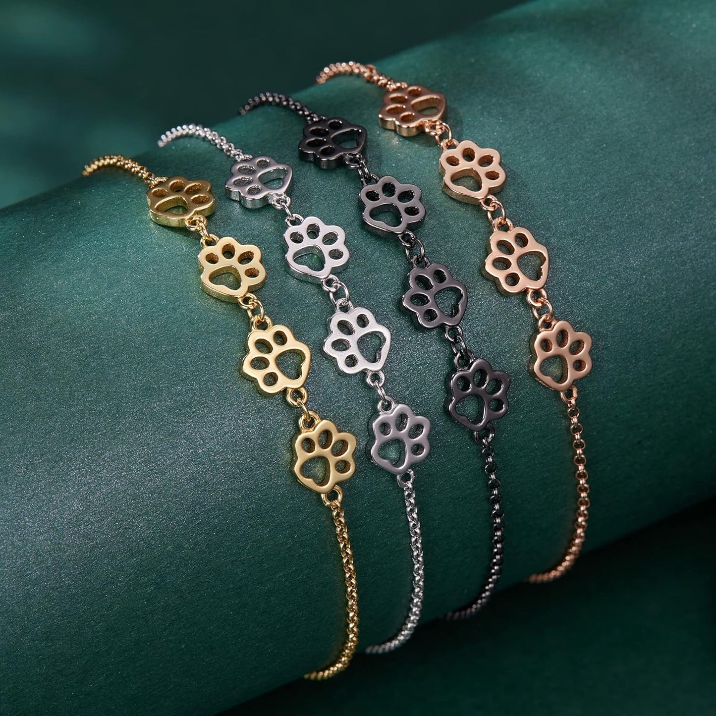 Bracelet Empreinte Patte en Argent Sterling – Taille Réglable