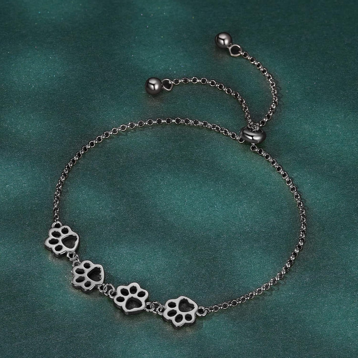 Bracelet Empreinte Patte en Argent Sterling – Taille Réglable