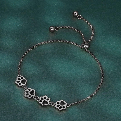 Bracelet Empreinte Patte en Argent Sterling – Taille Réglable