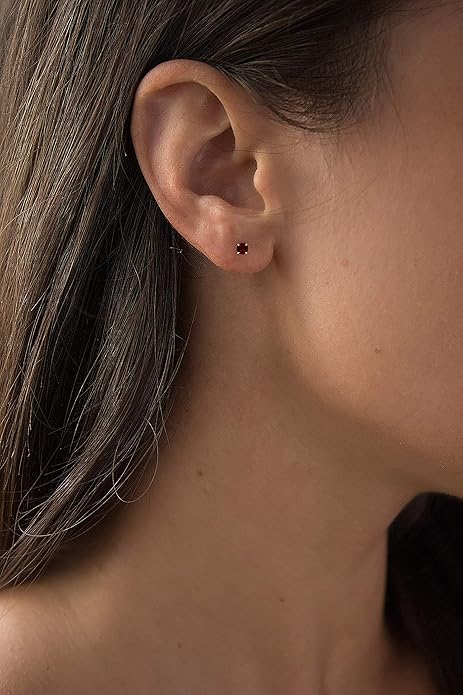 Ruby Round Stud Boucles d'Oreilles | Or
