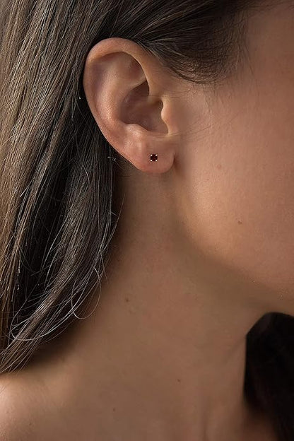 Ruby Round Stud Boucles d'Oreilles | Or
