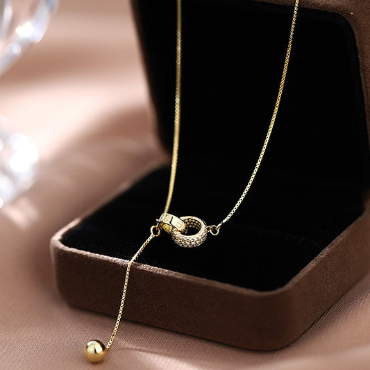 Collier double anneau plaqué or