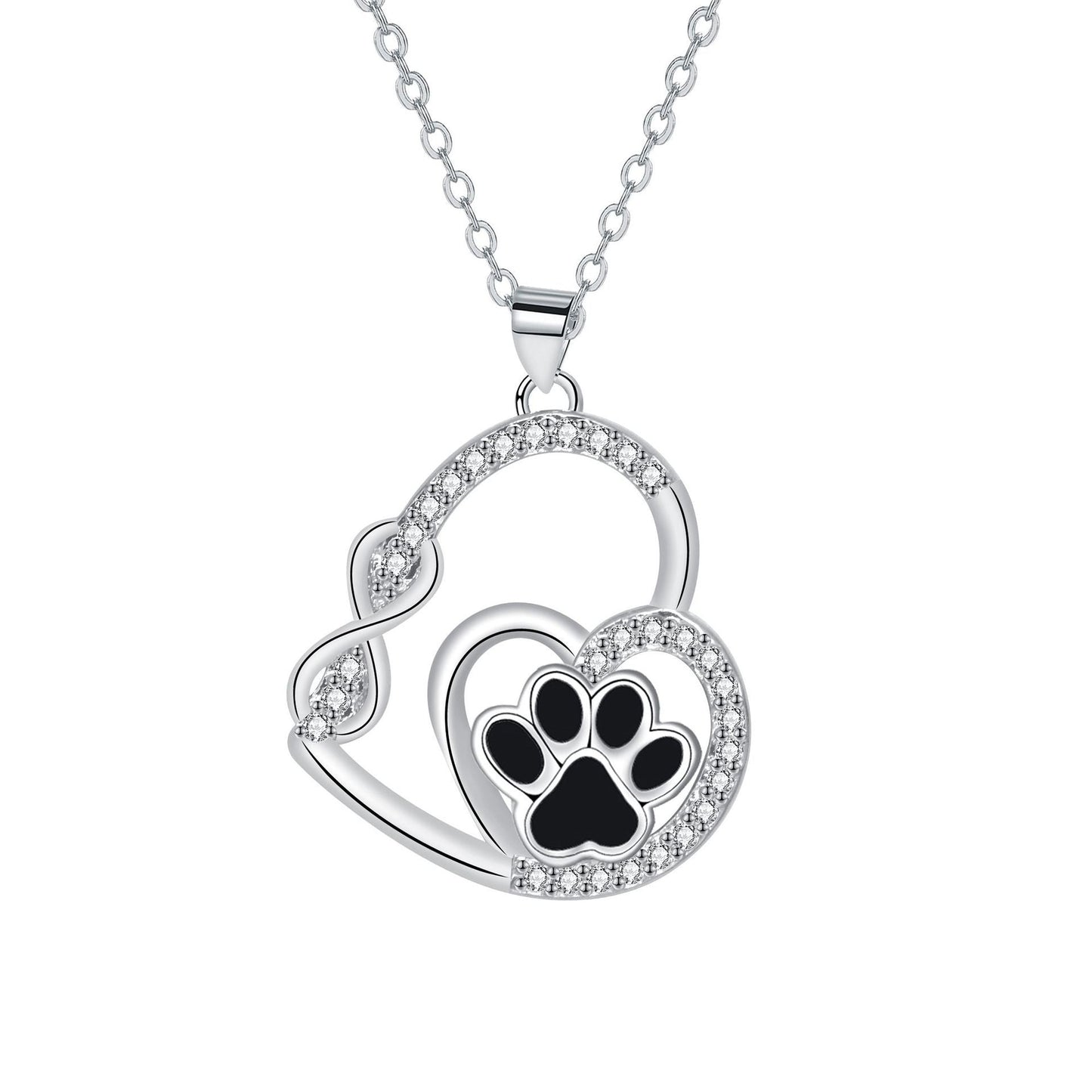 Collier Pendentif Empreinte Patte Double Amour Infini
