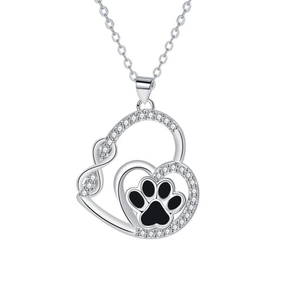 Collier Pendentif Empreinte Patte Double Amour Infini