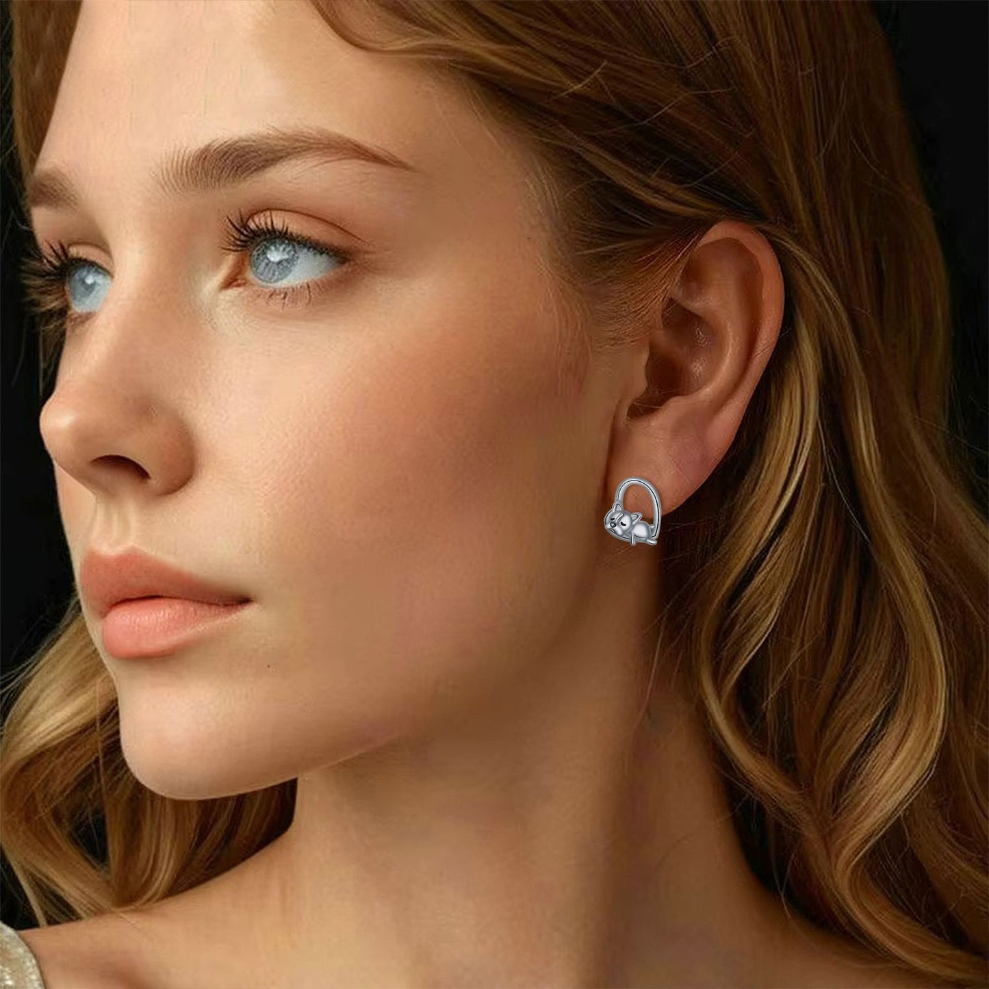 Boucles d'oreilles Fines Chiot Endormi Argent 925
