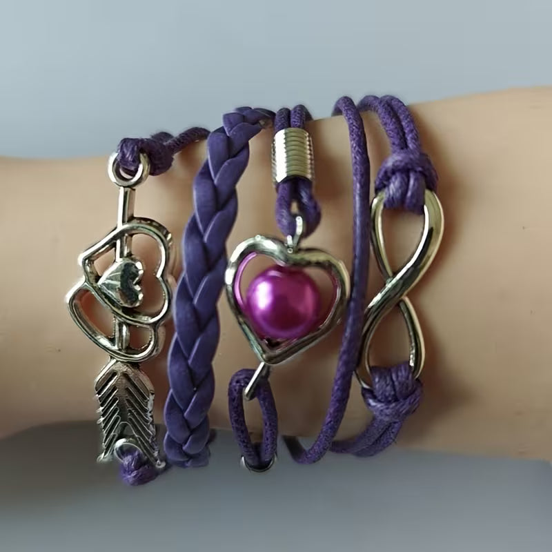 Bracelet arc de Cupidon avec cœur multicolore