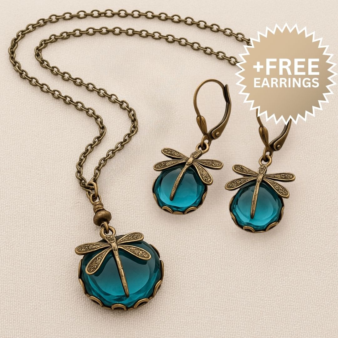 Magnifique Collier Libellule Vintage avec Boucles d'oreilles Offertes – Offre à Durée Limitée