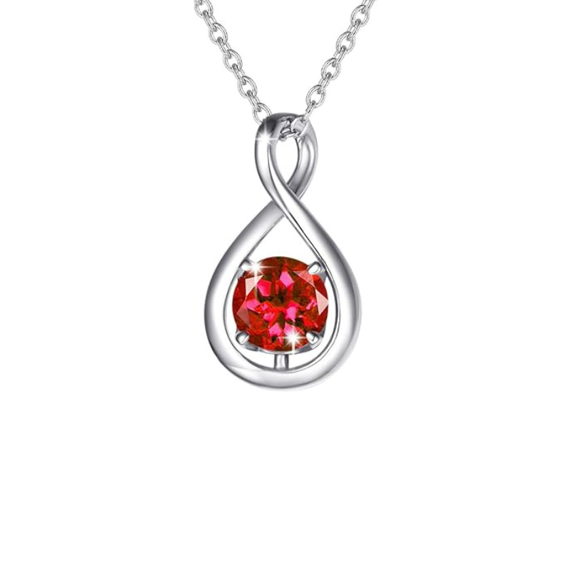 Round Cut Collier Rubis | Or Blanc