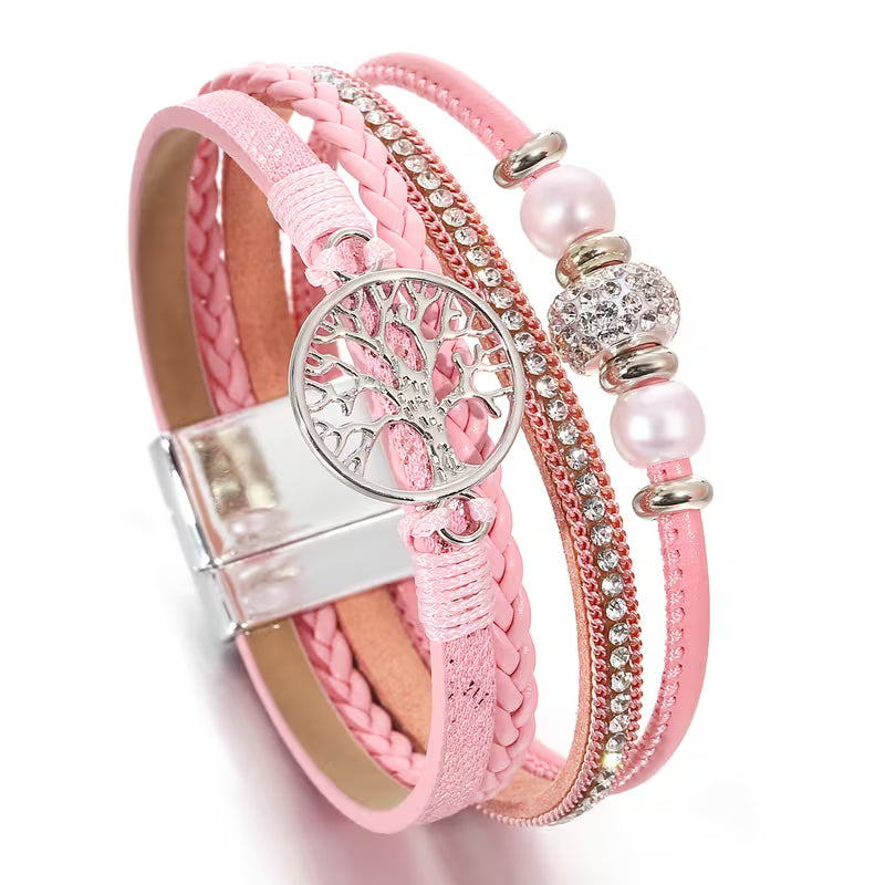 Bracelet élégant multicouche arbre de vie