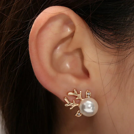 Boucles d'oreilles Noël Renne Perle