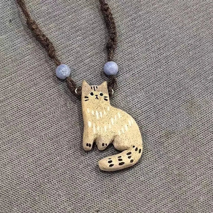 Collier Pendentif Chat Étoile Vintage