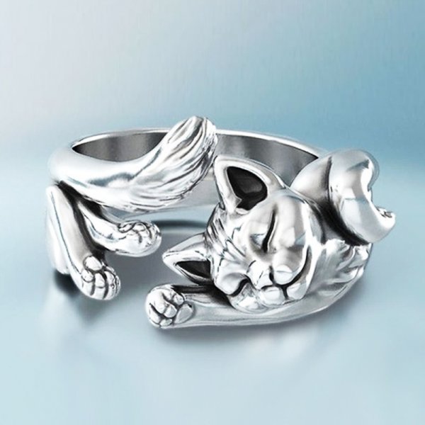 Bague Chat Vintage Argent
