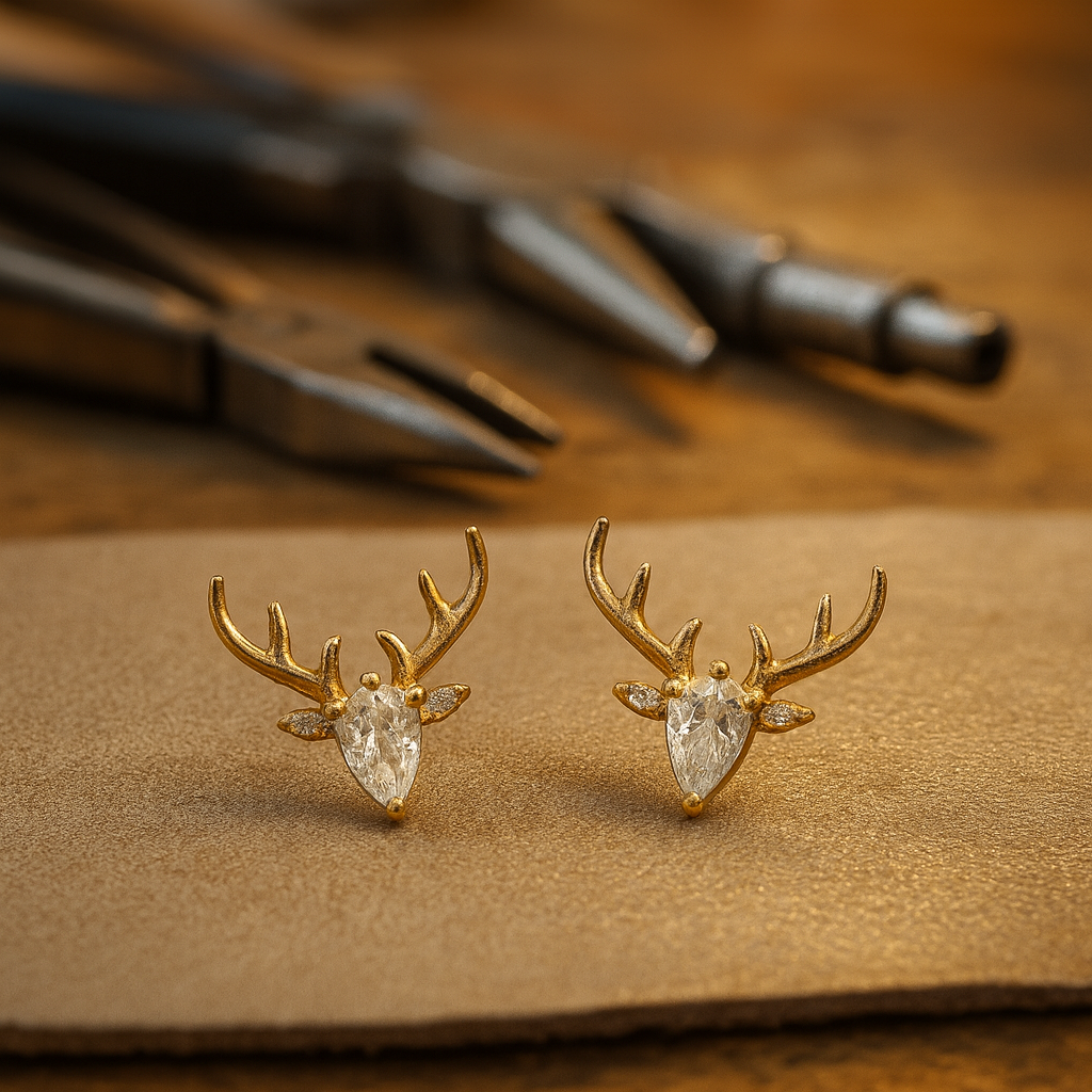 Boucles d'oreilles Bois avec Zircon Clair
