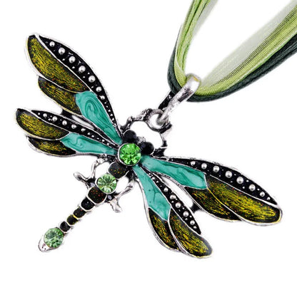 Collier Pendentif Libellule Cristal