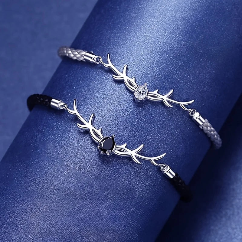 Bracelet Cœur Bois de Cerf avec Zircon