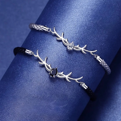 Bracelet Cœur Bois de Cerf avec Zircon