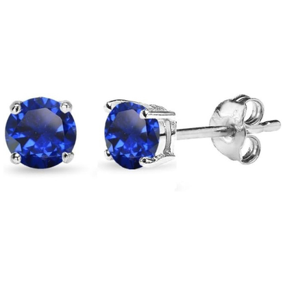 Boucles d'oreilles stud classiques en saphir | Or Blanc