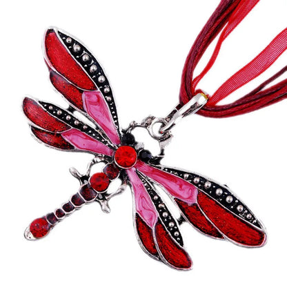 Collier Pendentif Libellule Cristal