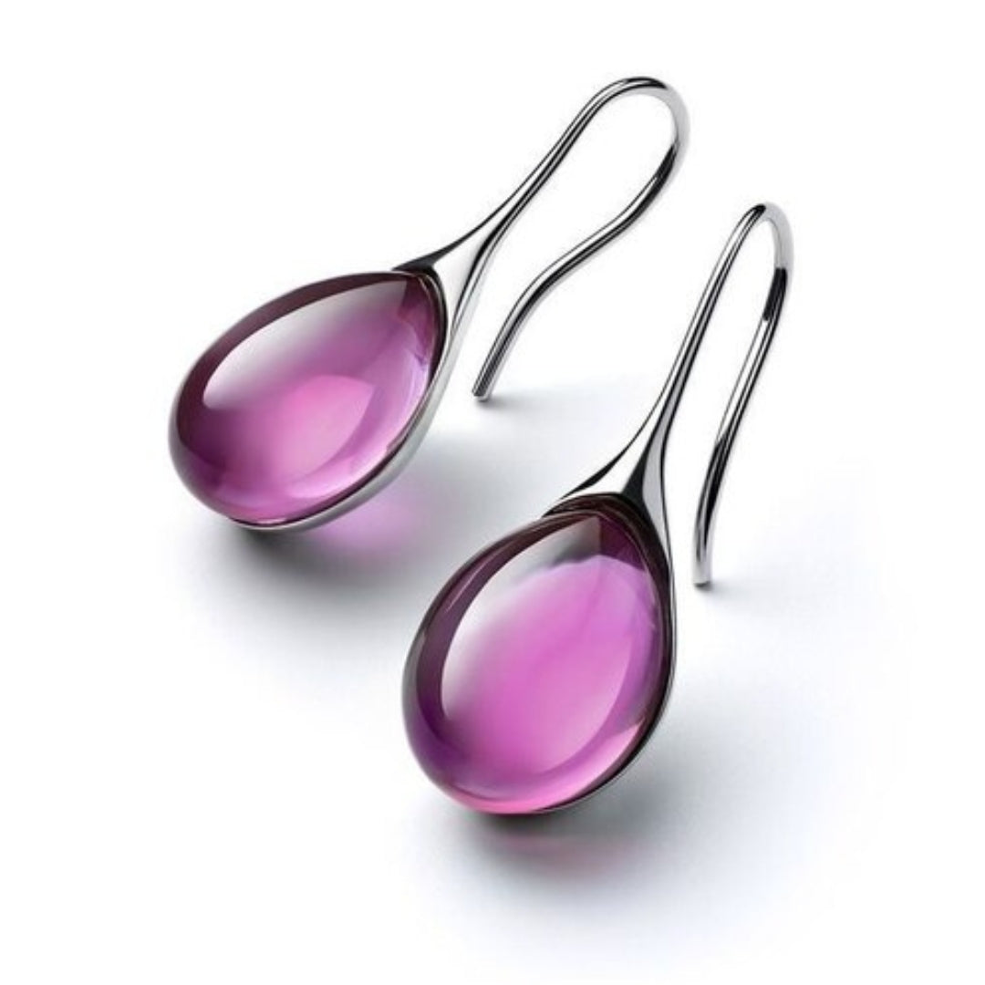 Boucles d'Oreilles Goutte Cristal en Or et Argent