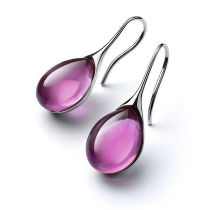 Boucles d'Oreilles Goutte Cristal en Or et Argent