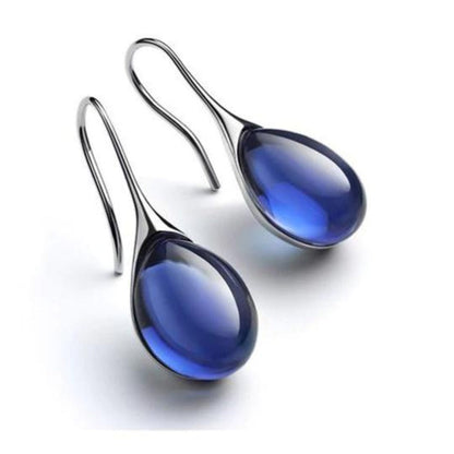 Boucles d'Oreilles Goutte Cristal en Or et Argent