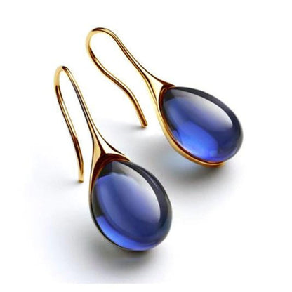 Boucles d'Oreilles Goutte Cristal en Or et Argent
