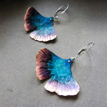 Boucles d'Oreilles Boho Papillon Bleu en Argent