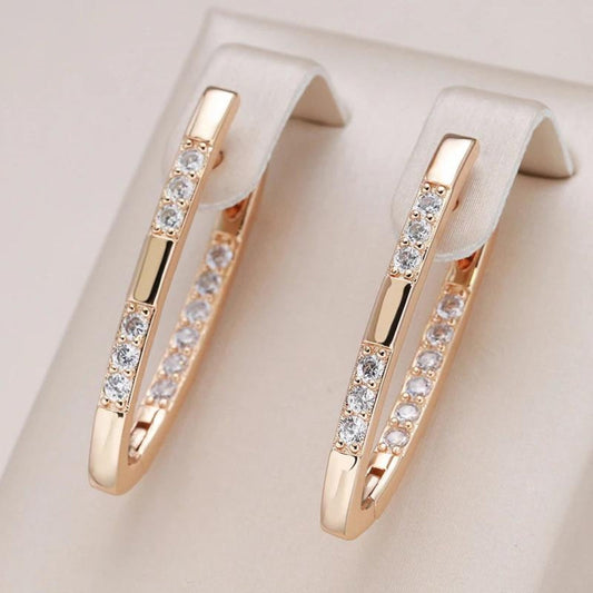 Boucles d’Oreilles Élégantes en Zircon Doré