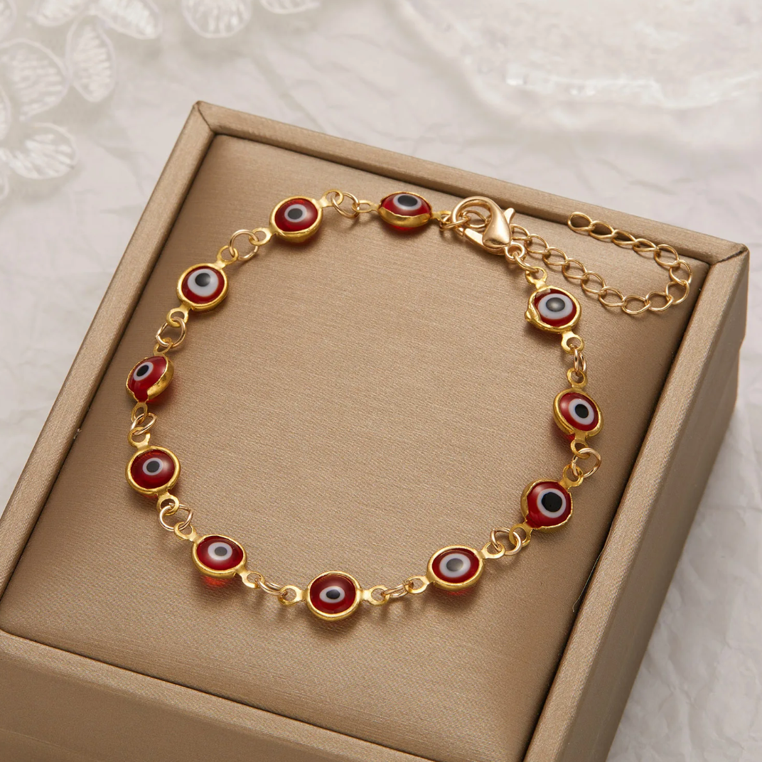 Bracelet plaqué or 18 carats rouge contre le mauvais oeil