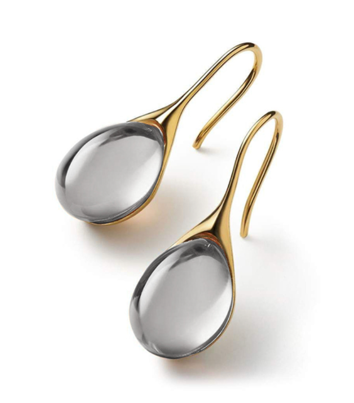Boucles d'Oreilles Goutte Cristal en Or et Argent