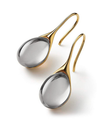 Boucles d'Oreilles Goutte Cristal en Or et Argent