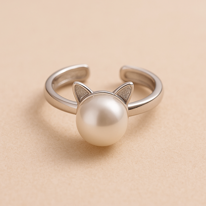 Magnifique Collier Chat Perles avec Boucles d'oreilles + Bague Offertes