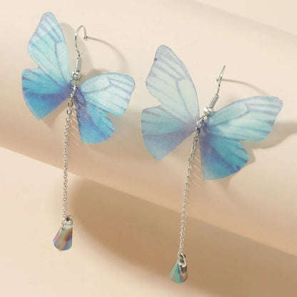 Boucles d'oreilles Papillon Cristal Tressé Bleu