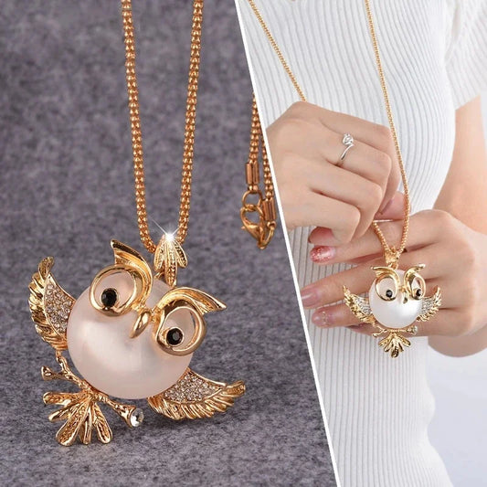 Collier Pendentif Sagesse Hibou Opale