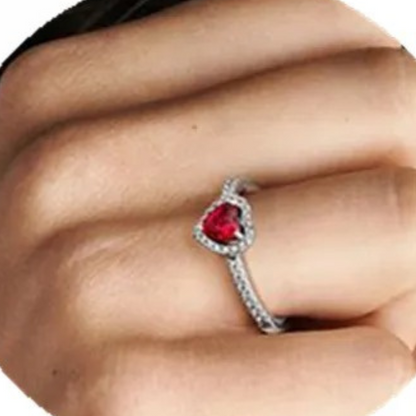 Bague coeur rubis en argent 925