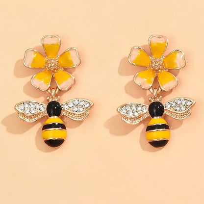 Boucles d'oreilles Tomettes Abeille et Tournesol