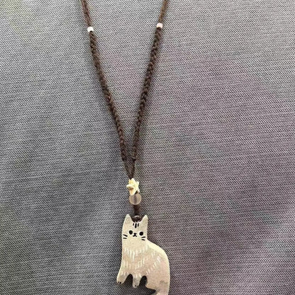Collier Pendentif Chat Étoile Vintage