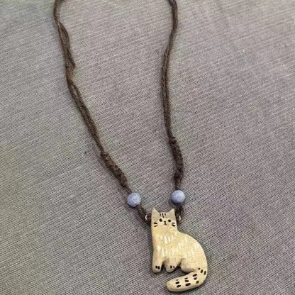 Collier Pendentif Chat Étoile Vintage