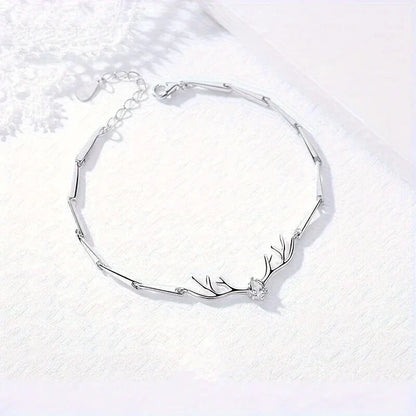 Bracelet Cœur Bois de Cerf avec Zircon