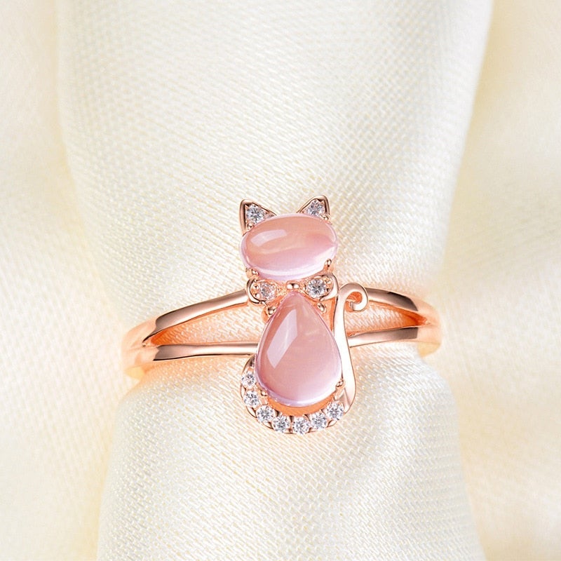 Bague Chat Or Rose