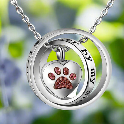 « N'est Plus À Mes Côtés, Toujours Dans Mon Cœur » – Collier Pendentif Urne Patte en Acier Inoxydable