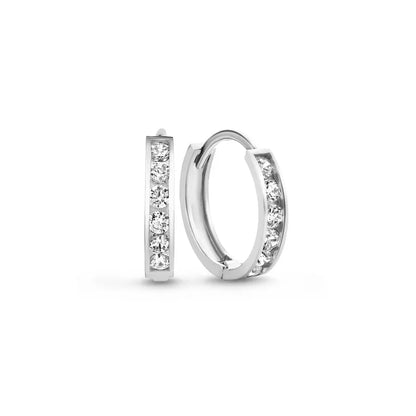 Ensemble de Boucles d'oreilles à Pierre Dara Brillane | Or Blanc