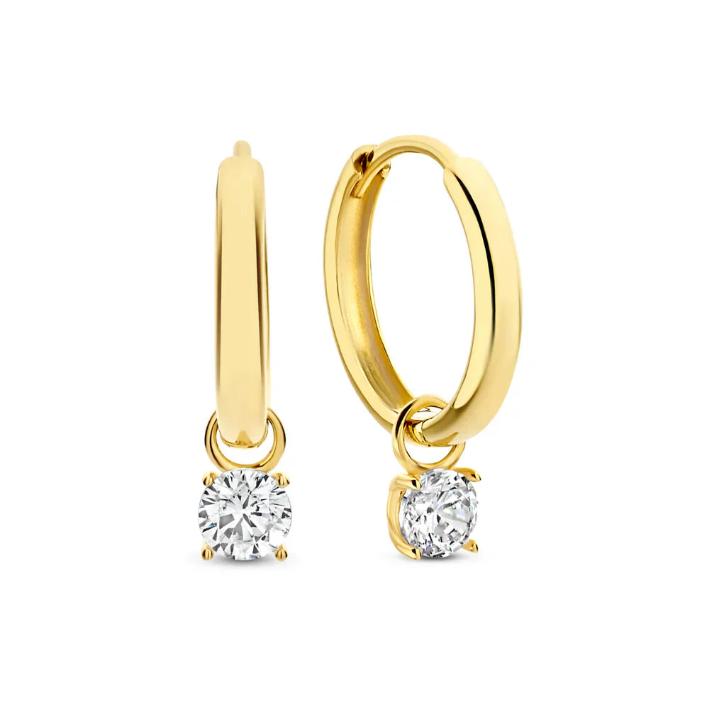 Boucles d'oreilles à Pierre Larmes de Lune | Or Blanc