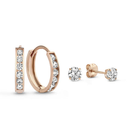 Ensemble de Boucles d'oreilles à Pierre Dara Brillane | Or Blanc