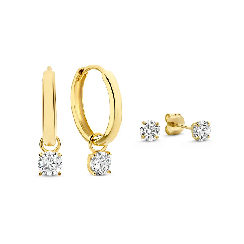 Ensemble de Boucles d'oreilles à Pierre Larmes de Lune | Or Blanc
