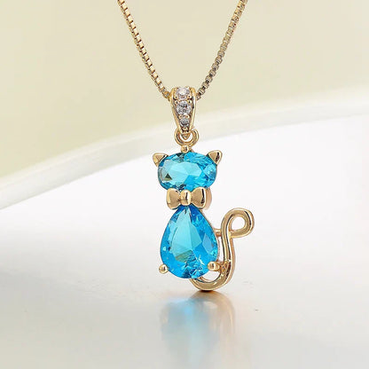 Collier Pendentif Chat Cristal