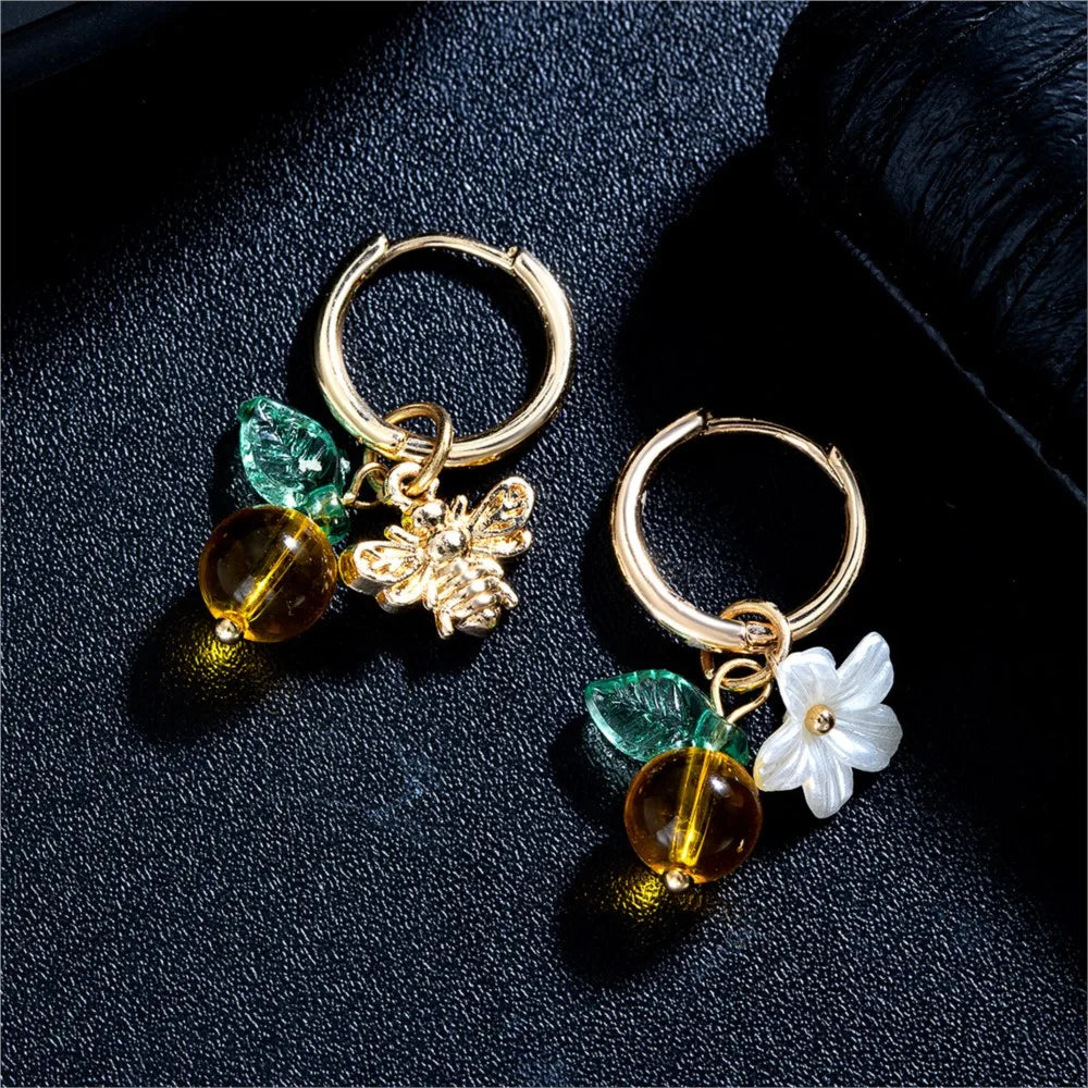Boucles d'oreilles Cercles Abeille Fleur d'Oranger