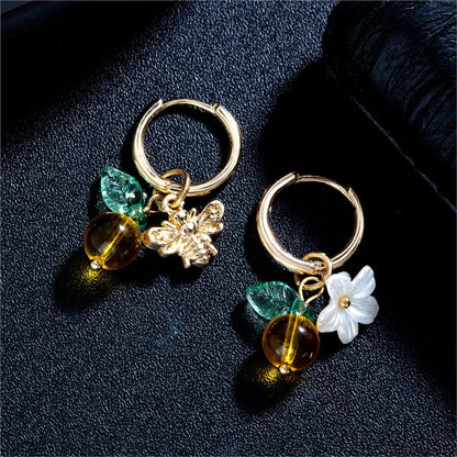 Boucles d'oreilles Cercles Abeille Fleur d'Oranger
