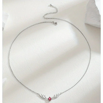 Collier Bois de Cerf avec Délicat Charme Cœur